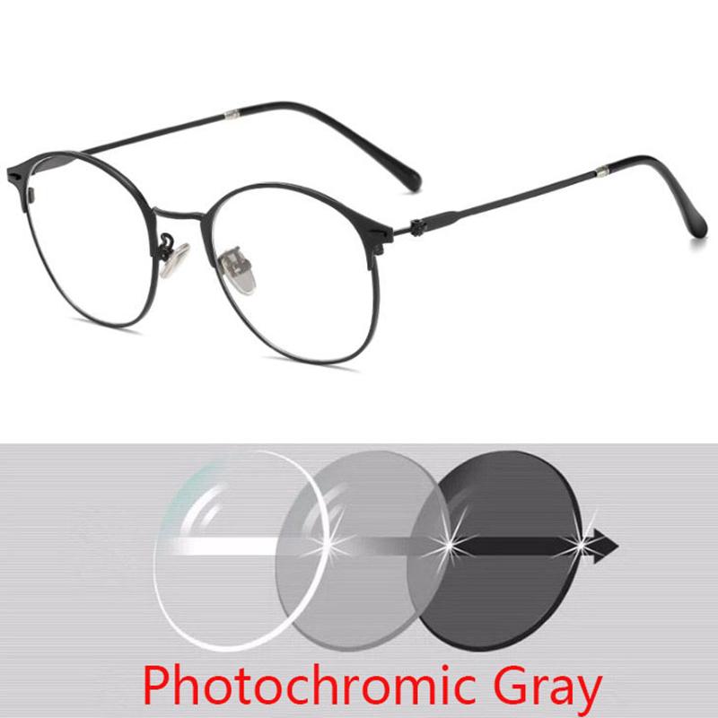 Men Women Metal Round Prescription Eyeglasses Myopia Lens Shade Goggles 0 To -6 0 Diopter