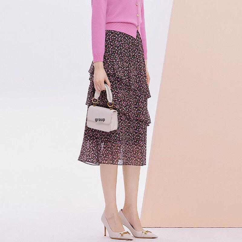 JESSIE Mulberry Silk Youthful Tiered A-line Skirt