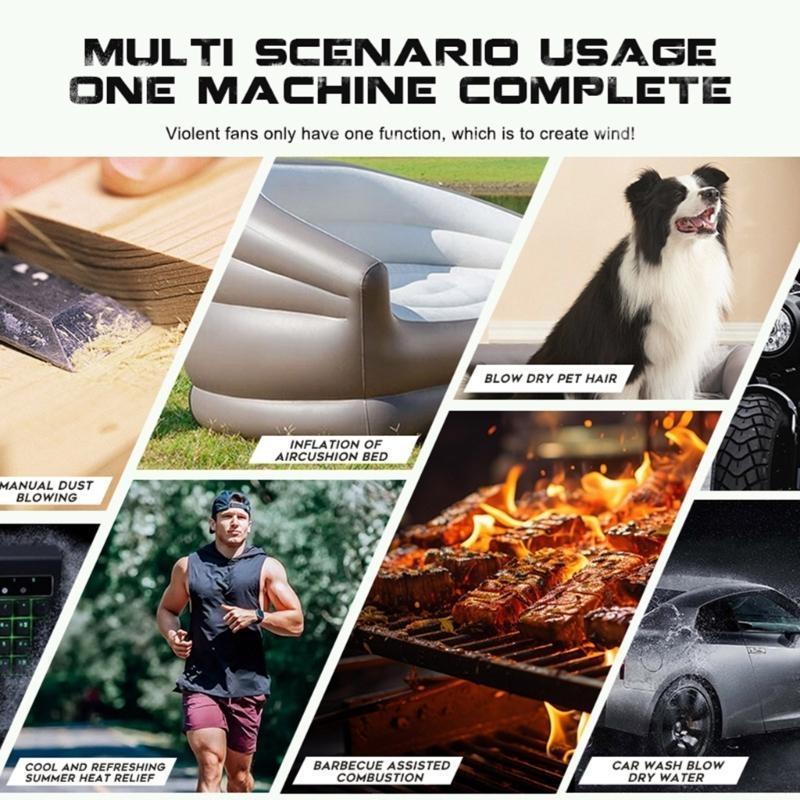 F31 Luftgebläse Leistungsstarker Jet-Ventilator 2500mAh Akku, 120000 U/min Motor Einstellbar zum Aufblasen, Reinigen und Trocknen