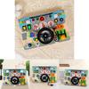 Wooden Childrens Simulated Steering Wheel Led Switch Busy Board Educational Toy For Early Learning