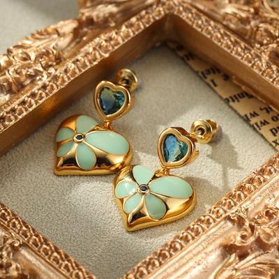 SUYU New French Vintage Fashion Flower Design Colorful Love Women's Light Luxury Earrings for Daily Wearing Festival Gifts