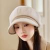 Fleece Warm Octagonal Hat Women's Autumn and Winter Outdoor Windproof Ear Protection Beret British Retro Cap