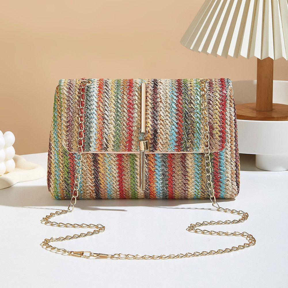 Ethnic Style Woven Crossbody Bag Portable Clutch Bag Artistic Mobile Phone Pouch  Girls