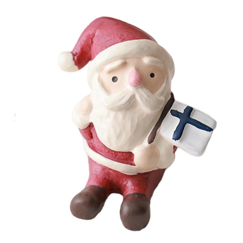 

Christmas Resin Figurine Snowman Santa Statue Ornament for Living Space Table Decoration Resin Craft Kids Present