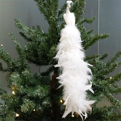 Artificial Christmas Peacock Birds With Clips, Christmas Tree Peacock Artificial Peacock White Simulation Foam Peacock Bird For Xmas Tree