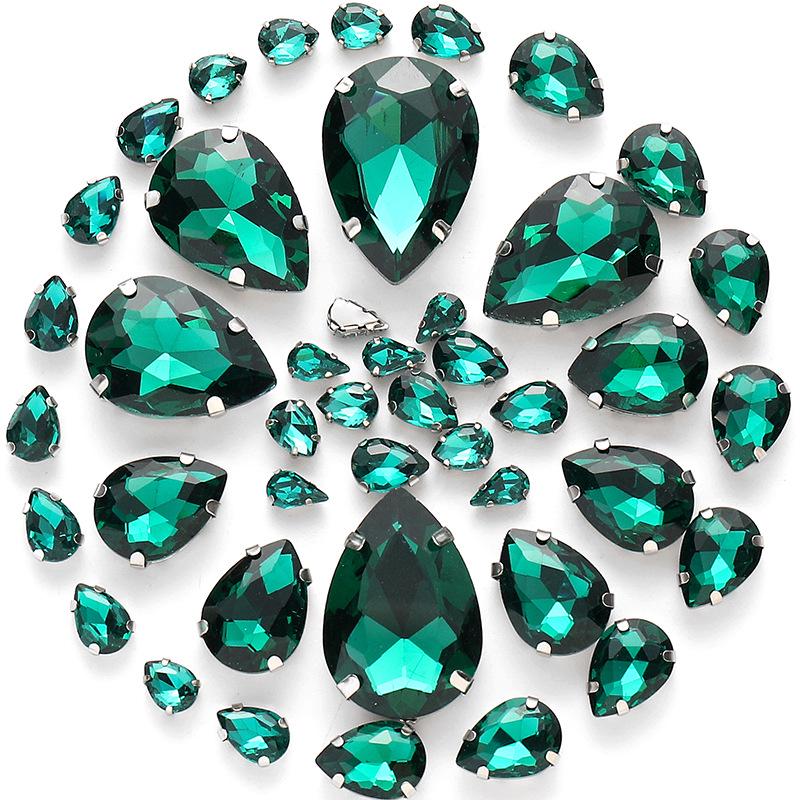50pcs Hand-Sewn Water Drop Rhinestones: Colored Crystal Glass for DIY Wedding Dress and Clothing Accessories