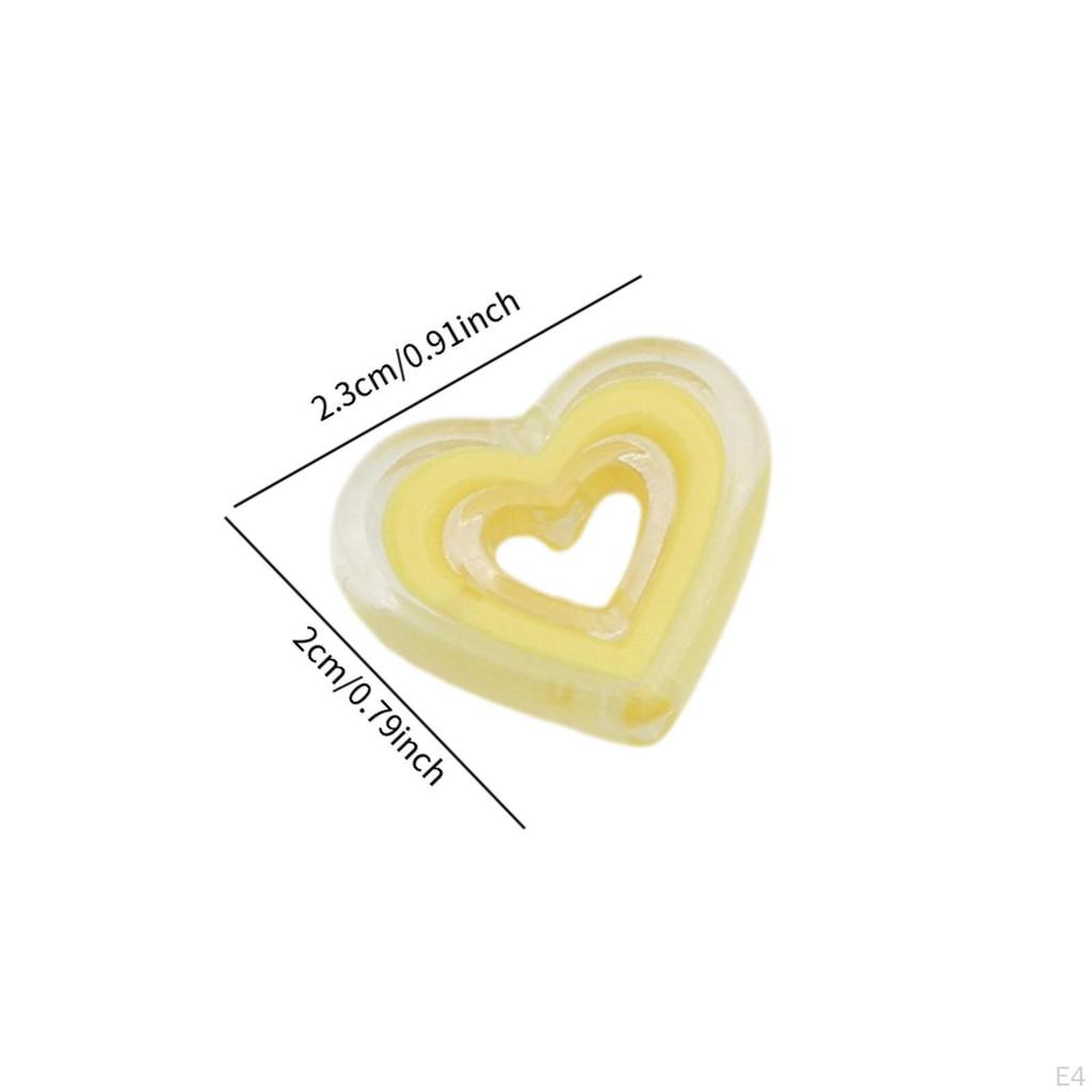 80 Acrylic Heart Beads for Craft Projects, Loose Spacer Jewelry