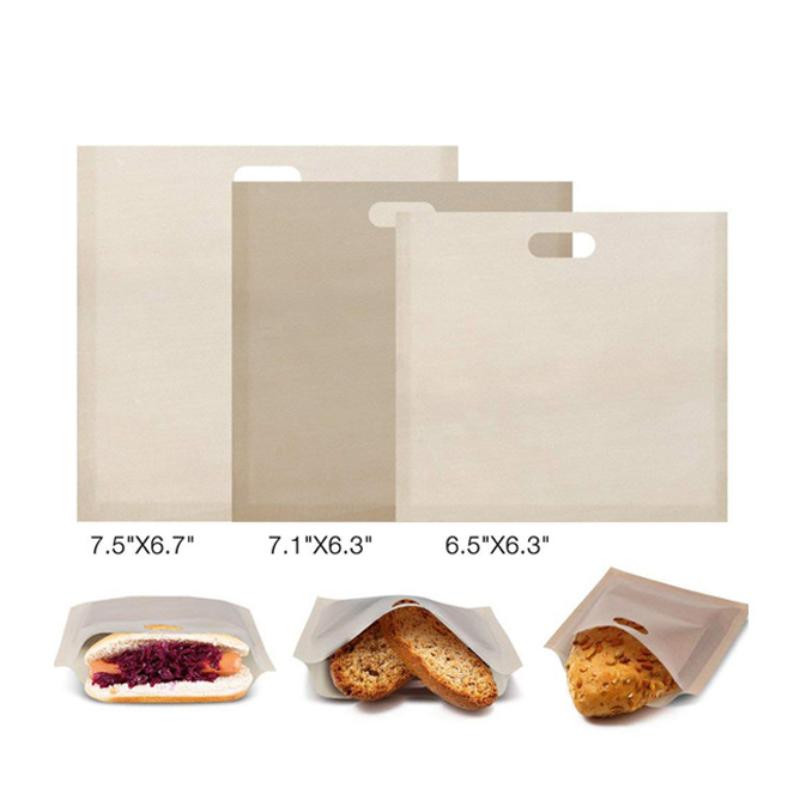 4Pcs/Set Reusable Toaster Bag Non Stick Bread Bag Sandwich Bags Fiberglass Toast Microwave Heating Pastry Tools