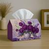 1pc Botanical Floral Romantic- Decorative Tissue Box, Purple Bouquet Elegant Rich- Suitable for Home, Parties, Cars, Kitchens- Tissue Holder for Daily