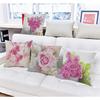 Pink Roses Pattern Square Throw Pillow Case Flower Water Color Home Decoration Cotton Linen Sofa Cushion Cover Cojines