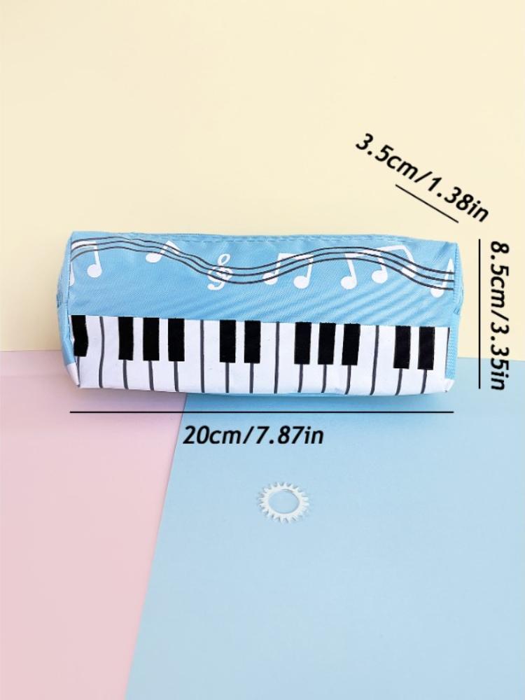 Creative Musical Note Piano Stationery Pouch Student Pencil Case Square Single Layer Oxford Cloth Pen Bag for Girls Boy