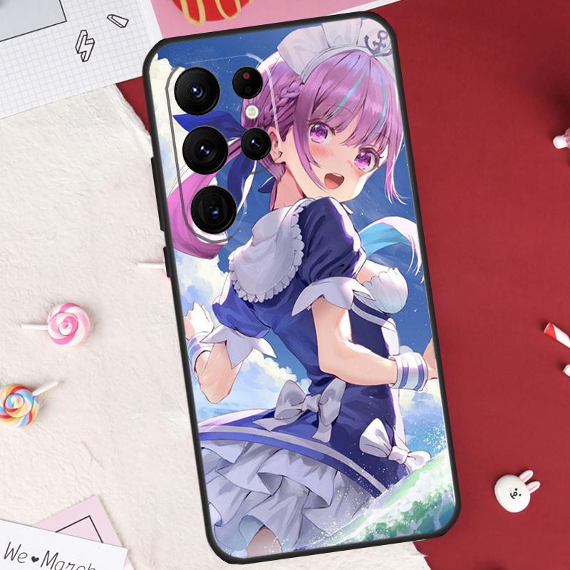 Minato Aqua Hololive Case For Samsung Galaxy S26 Ultra S23 S22 S21 S20 S24 S25 Ultra S10 Plus S25 FE Cover Shell