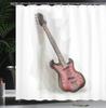 Electric Bass Guitar Shower Curtain Music Instrument Art Red Design Rock Theme Bath Decor Waterproof Fabric Home Accessories