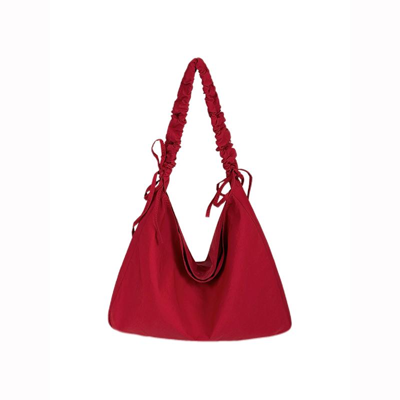 Folded Drawstring Cloud-shaped Bag - Large Capacity, Laid-back Style, Single Shoulder Crossbody Bag, Commuting Bag