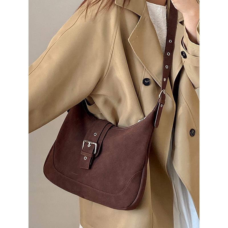 Ielgy Female Bag Autumn Winter Retro Saddle Bag Large Capacity All-Match Shoulder Messenger Bag