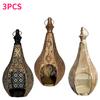 3pcs Bohemia Metal Lantern Candle Holder Hollowed-Out Home Vintage Iron Candle Holder for Indoor Wedding Centerpiece Decorations