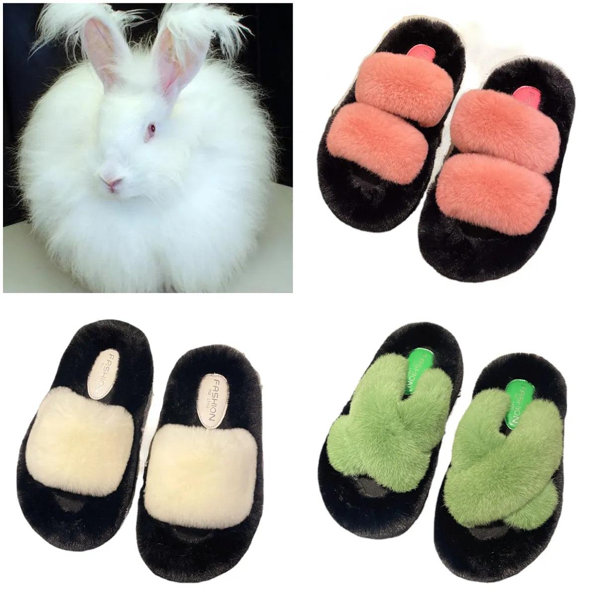 сандалии женские на платформе из натурального кроличьего меха плюшевые пушистые пушистые — фото 3