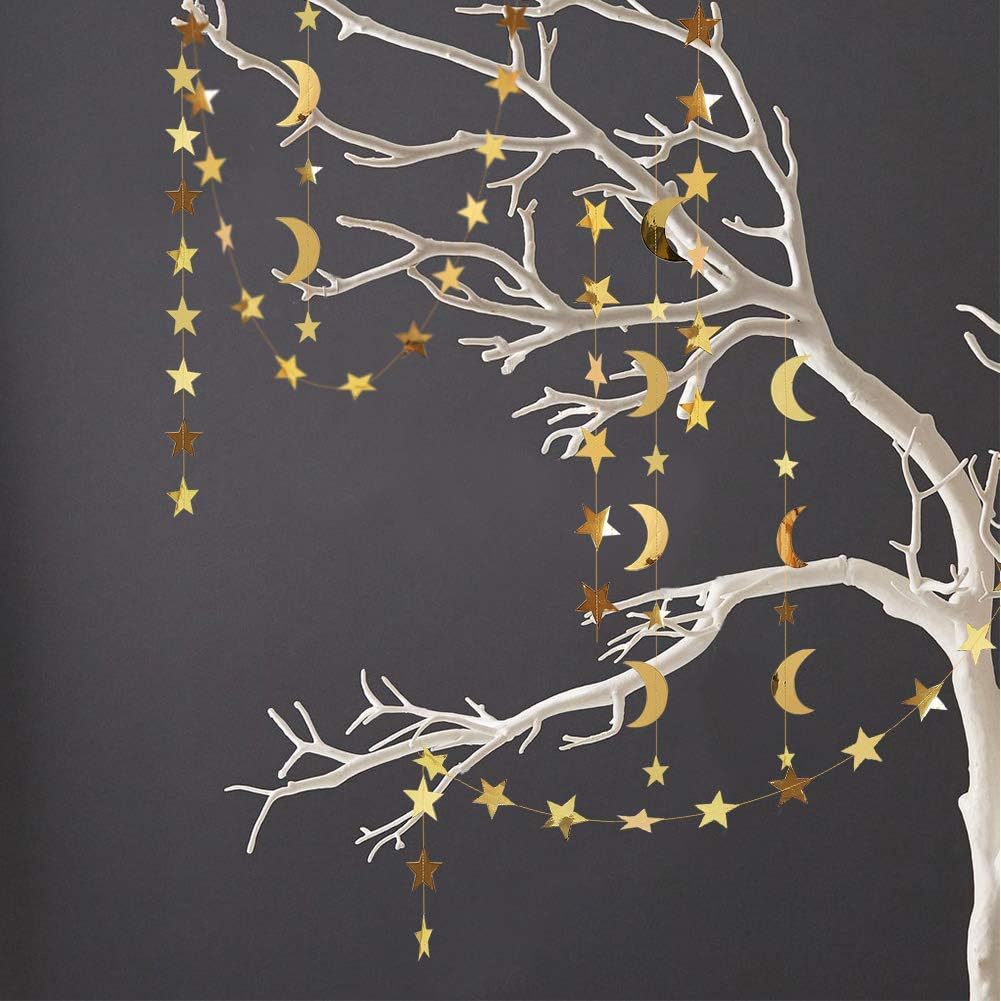 Decor365 Gold Moon Star Garland Ramadan Decorations Twinkle Little Star Two The Moon Birthday Party Decoration Whimsical Decor Starry New Year Eve