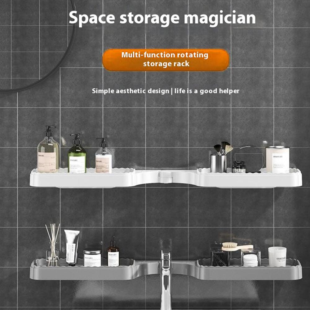 Rotating Corner Shelf Foldable Countertop Organizer Wall Mounted Triangle Rack for Bathroom/Kitchen