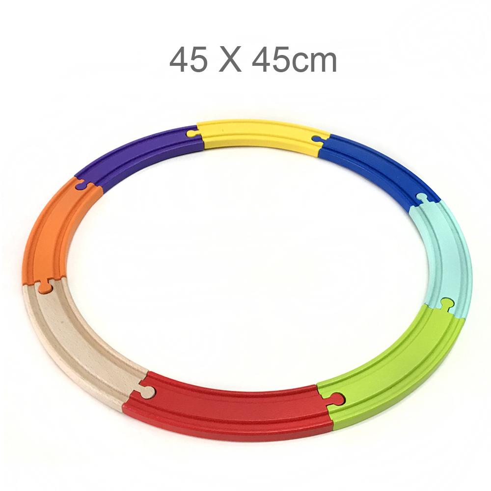 8pcs Color Double-Sided Curved Track Compatible Wooden Track Toys Classic Accessories Children's Toy Gifts 2 Sizes X24
