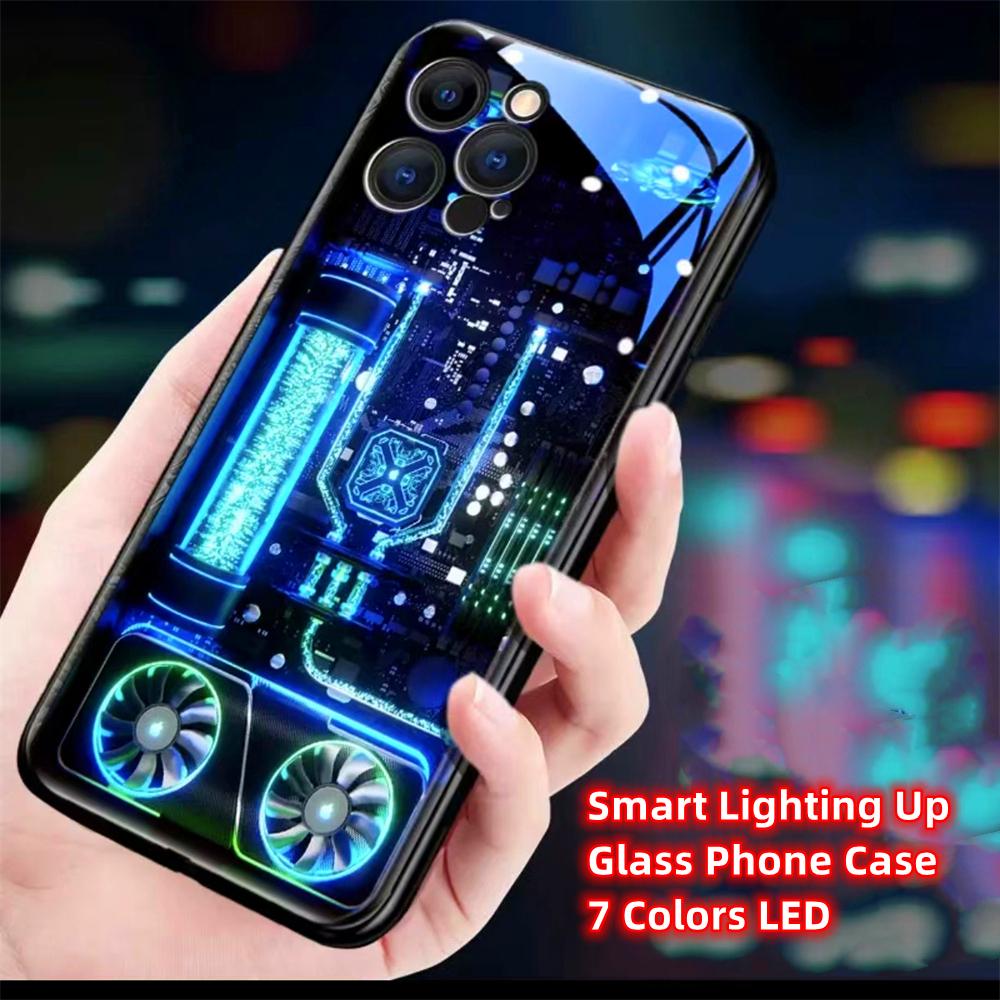 Icy Blue LED Light Phone Case – Call Flash Glitter Cover for IPhone Samsung