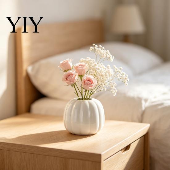 Layered Design Vases for Balcony 5.5 Inch Resin White Vase, Modern Minimalist Tabletop Flower Nordic Style Decor Items Conference Rooms Decorative