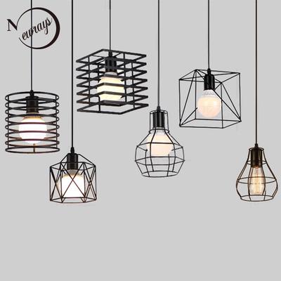 Lampes suspendues noires industrielles rétro E27 pour cuisine salon restaurant