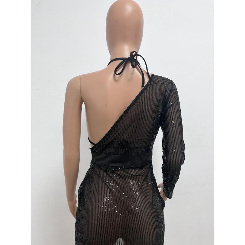 Women's Summer Fashion New Nightclub Hottie Backless Long Sleeved Dress