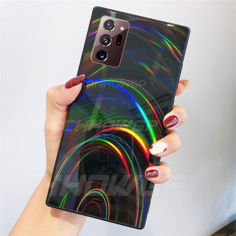 

Для Samsung Galaxy Примітка 20 Ультра випадку мода барвисті веселки лазерний лазерний телефон випадків для Galaxy Note20 Примітка 20 Bling М який TPU задньої кришки Samsung Note 20 чорний