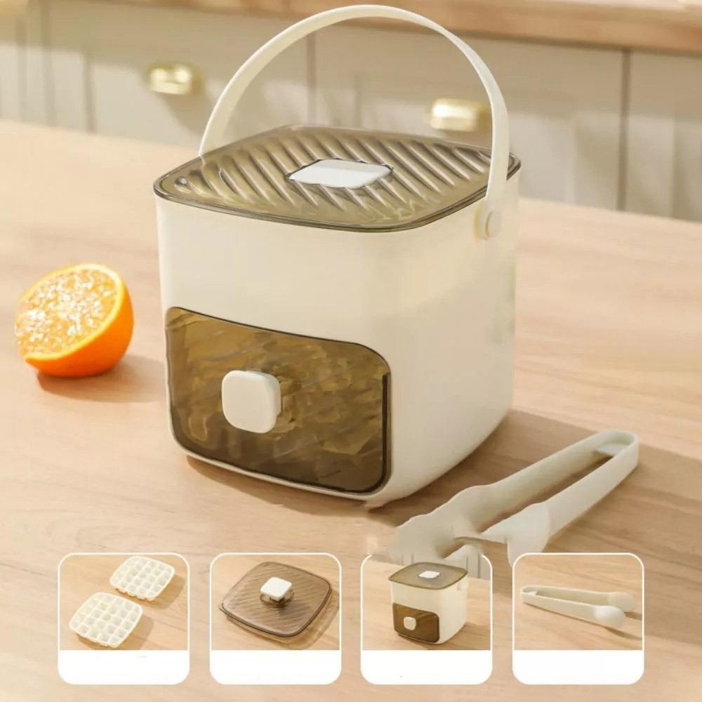 with Easy-press Lid Ice Cube Mold Large Capacity Press Ice Cube Tray Durable Ice Cube Box Home Use белый