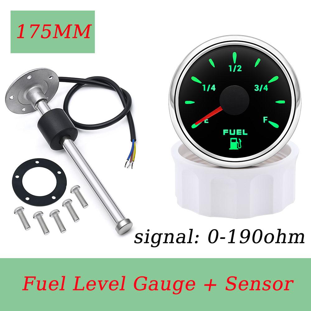 100-500mm Fuel Level Gauge Sensor + 52mm Fuel Level Meter for Car Boat Motorcycles 0-190ohm Fuel Sender 7colors Backlight 12-24v