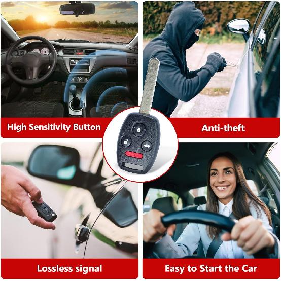 Key Fob Replacement for Honda Civic 2006 2007 2008 2009 2010 2011 2012 2013 N5F-S0084A Keyless Entry Remote Control Car Key 4 Buttons 313.8Mhz ID46
