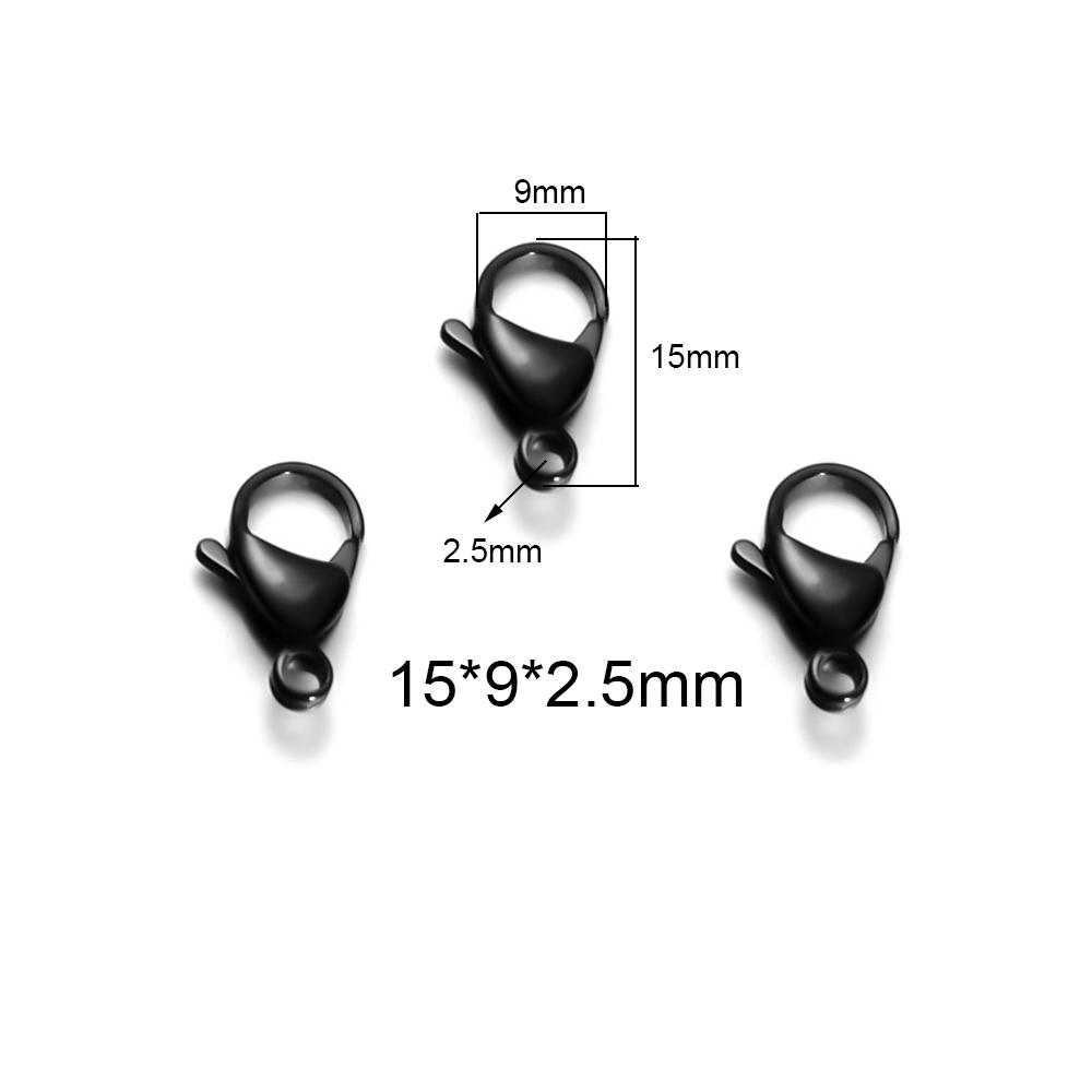 Semitree 25Pcs Stainless Steel Gold Black Lobster Clasps Jewelry Findings DIY Necklace Bracelet Making Accessories 9/10/12/15MM