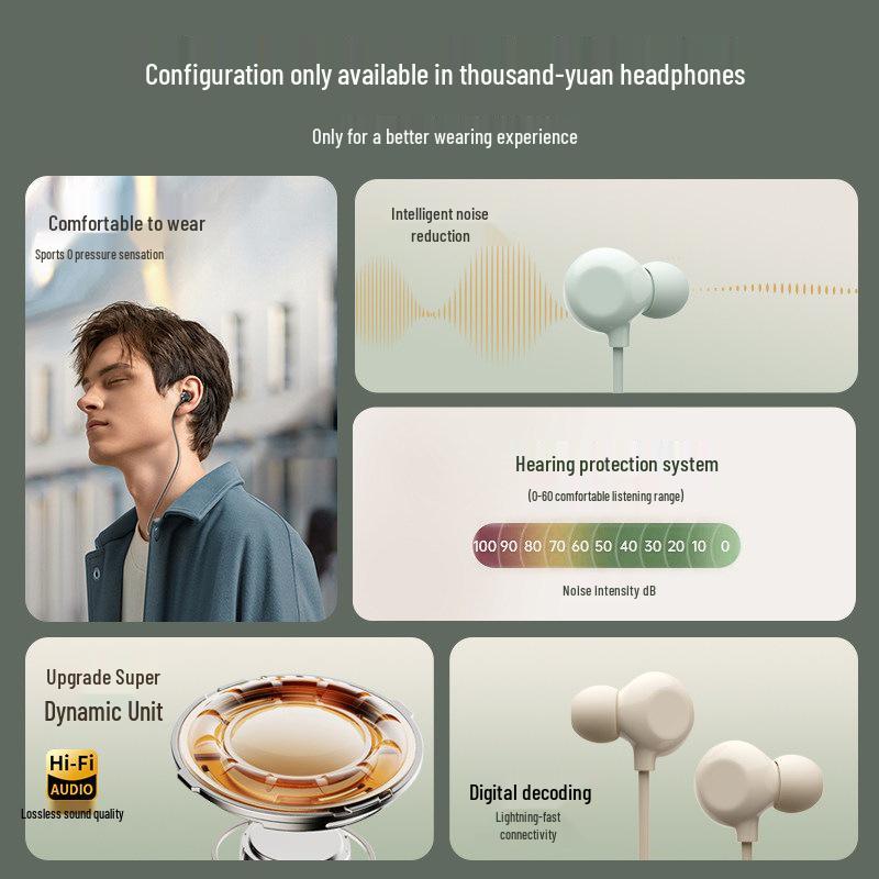 Er Ye Wired In-Ear Type-C Sleep Earphones for Apple, Huawei, Xiaomi, Oppo, Honor
