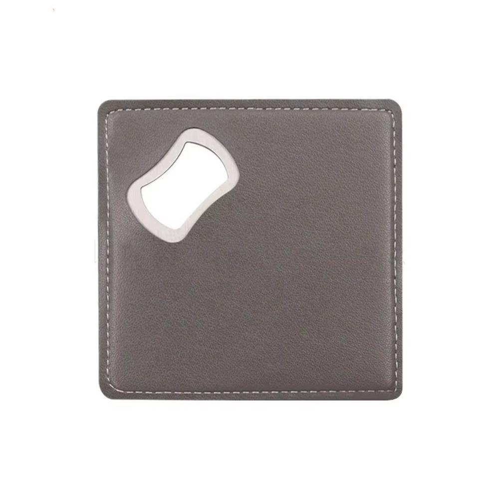 Square Coasters PU Leather Bottle Opener Multifunctional Cup Mat  Party