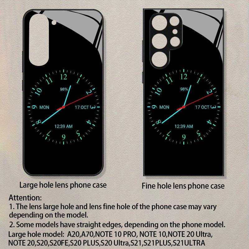 Fluorescent Green Clock Pattern 2D Phone Case for Samsung S26 S25 S24 S23 S22 S21 S20 A56 A36 A16 - Glass Protective Cover