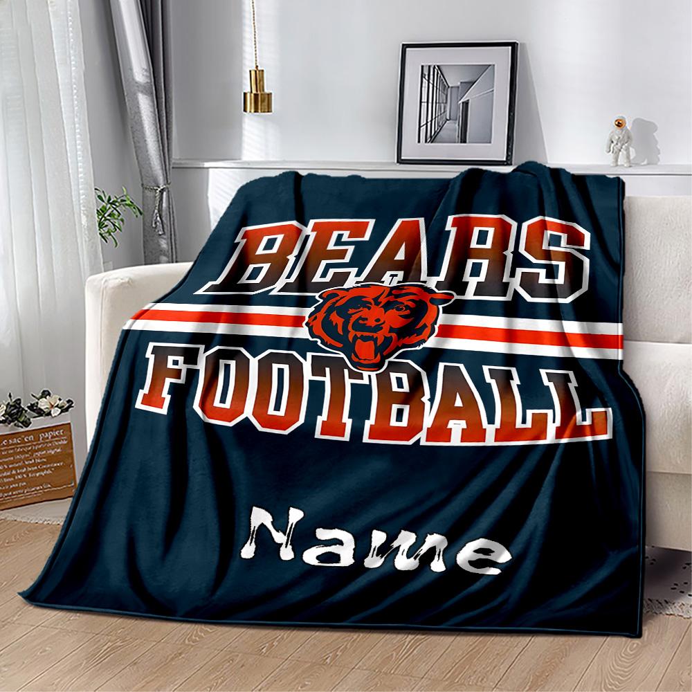 Bears Football Team Spirit Personalized Name Blanket Multi-purpose Personalized Blanket Comfortable Perfect for Bedding Home Decor Sofa Chair