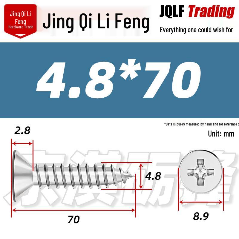 304 Stainless Steel Countersunk Self-Tapping Screw for Furniture & Outdoor Construction (GB/T 846)