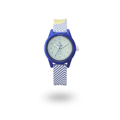 Citizen Analog Smile Solar Waterproof Wristwatch with Urethane PAPIER TIGRE Collaboration LE BLEU Q&Q Strap, Watch, (Size S)