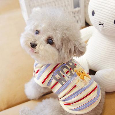 Pet Köpek T-shirt Çizgili Baskı Kedi Yelek İlkbahar Yaz Evcil Hayvan Spor Gömlek Giyim Karikatür Ayı Teddy Köpek Kostüm Köpek Kedi Giysileri