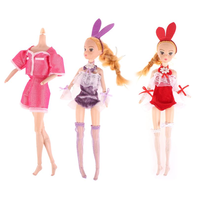 1Set Doll Clothes Short Sleeve Shorts Sexy Bunny Dress Stockings For 30Cm Doll