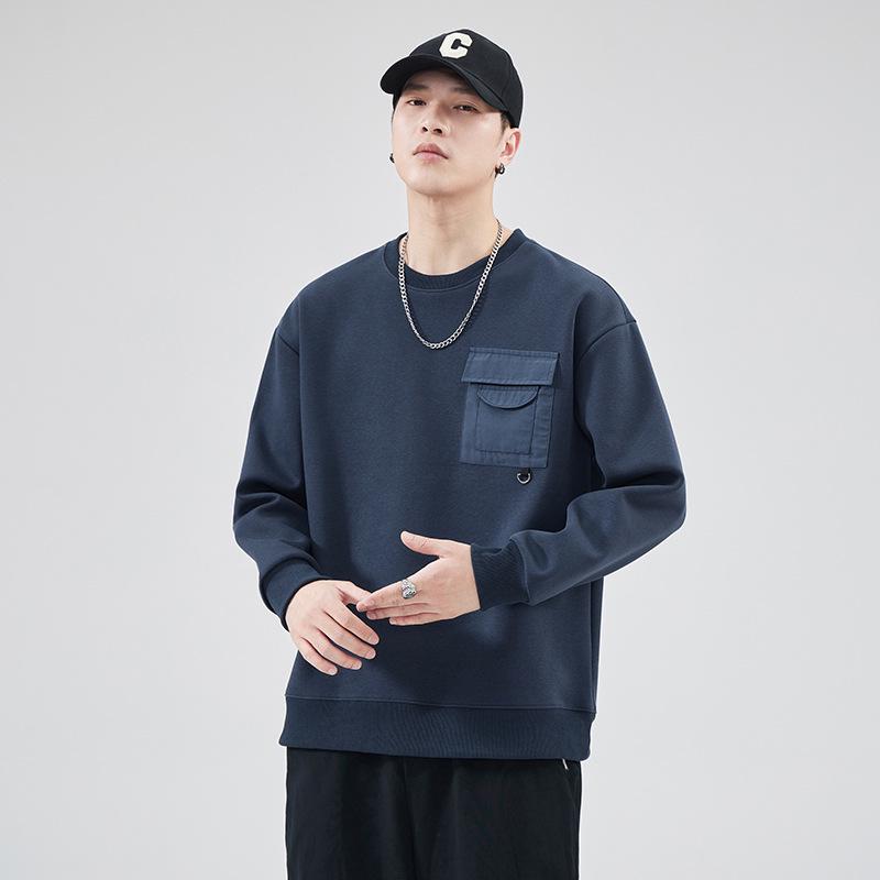 Men s American Retro Heavyweight Crewneck Sweatshirt - New Style Long-Sleeve Trendy Streetwear Top XL королевский синий