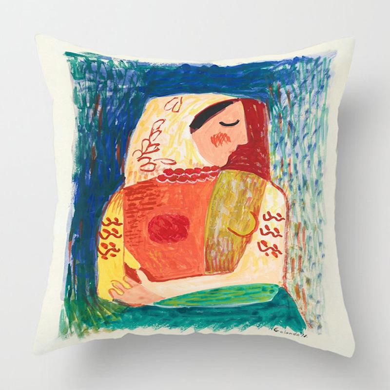 Vintage Figuren Illustrations Kissenbezug 45x 45cm Schlafzimmer Sofa Dekokissenbezug Vier Jahreszeiten Universal Vielfalt optional