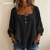 JPNTKY Women's Fashion Casual Solid Color Print Square Collar  Blouses & Shirts