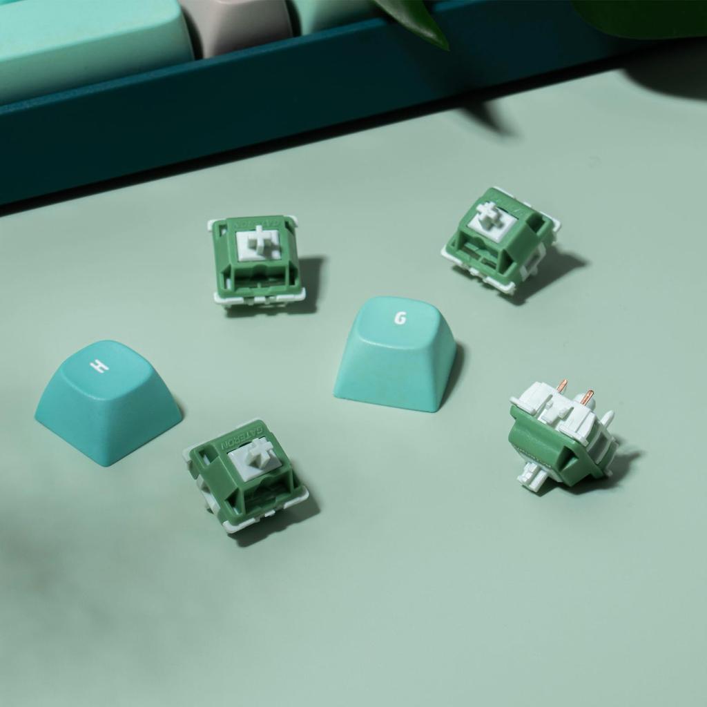 GATERON Green Apple Keyboard Heavy Tactile Through Hole RGB LED 5 Pin Green 22mm Dual Stage Spring Factory 63gf Key Switches for MX Mechanical