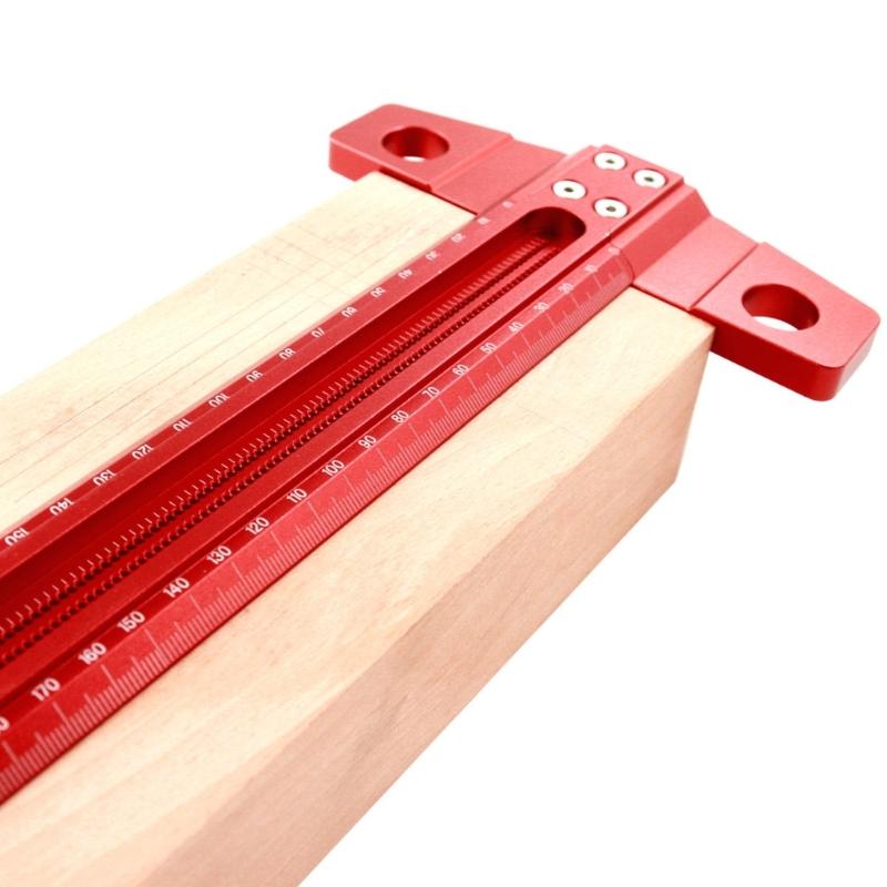 High Strength Marking T Ruler Aluminum Woodworking Scriber Marking Gauge Deluxe Hole Scribing Ruler