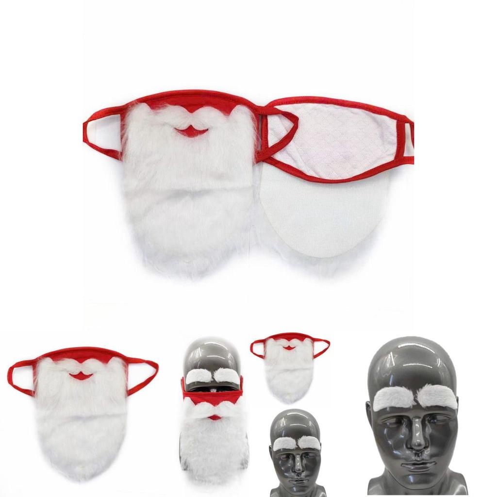 Christmas Santa Claus Eyebrows Beard Party Mask Set For Adults Soft And Fluffy Cotton Fabric