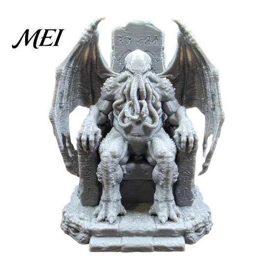 Detailed Bat Wing Sculpture 3D Printed Throne Cthulhu Statue, Gothic Resin Figurine for Shelf & Desk Tabletop Display Figures Decor, Tentacle Monsters