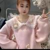 Pullover Pullover Herbst und Winter Neue Puppe Neck Spitze Design Sinn Kaninchen Pullover Weibliche 2023 Pullover Strickwaren Pullover Weibliche