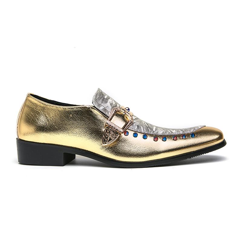 Formal Leather Business, Partry, Wedding Shoes Flats! Fashion Leather Shoes for Man Pointed Metal Toe Buckles